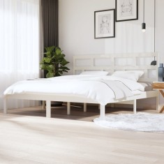 vidaXL Cadru de pat, alb, 200x200 cm, lemn masiv de pin 3101239