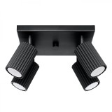 Lampă De Tavan Karbon Negru Din Aluminiu Cu 4 Becuri Tub Minimalist De Interior