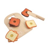 Set blat de taiat cu paine de jucarie, din lemn, MAMAMEMO EduKinder World