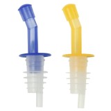 Cumpara ieftin Set 2 dopuri picuratoare pentru sticle, galben si albastru, dozatoare reutilizabile pentru lichide