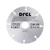 Disc diamant segmentat, lemn, taiere uscata, 115 mm/22.2 mm, Drel