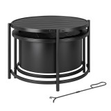 Outsunny Focar 66 x 63 x 41 cm Rotund loc de foc cu grătar, c&acirc;rlig, capac, suport Negru | Aosom Romania