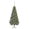 Brad Crăciun artificial pre-iluminat globuri/conuri pin, 210 cm