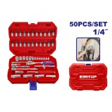 Set tubulare cu clichet 1/4&Prime;, 50 componente, cutie de transport