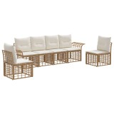 vidaXL Set de canapele de exterior 6 pcs Alb Natural și Crem Poliester 3437664