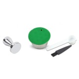 Set Capsula cafea si tamper INOX/ lingurita/periuta, Dolce Gusto Crema, reincarcabila/lavabila, certificare