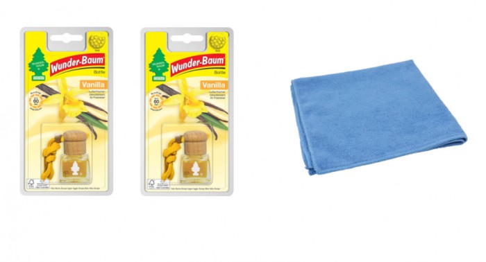 Odorizant auto Wunder- Baum Bottle 2 Pack Vanilla si Laveta Microfibra