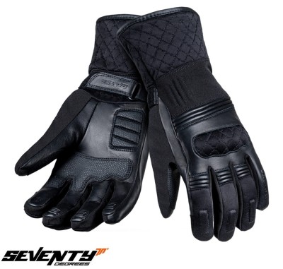 Manusi femei pentru scuter - motocicleta (dama) piele Touring iarna Seventy model SD-T53 negru Negru XL (10 cm) foto