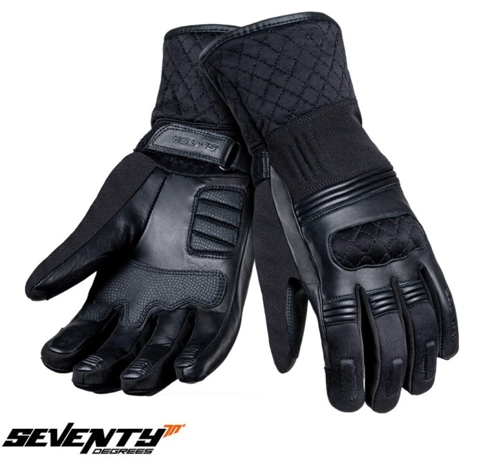 Manusi femei pentru scuter - motocicleta (dama) piele Touring iarna Seventy model SD-T53 negru Negru XL (10 cm)