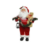 Figurina decorativa - Santa Red with Garland and Teddy Bear, 30 cm | Kaemingk