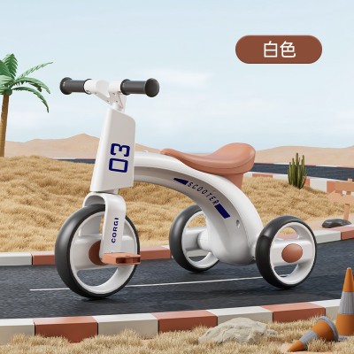 Children&amp;#039;s three-wheeled baby balance car-bicycle anti-rollover music light-color: white foto
