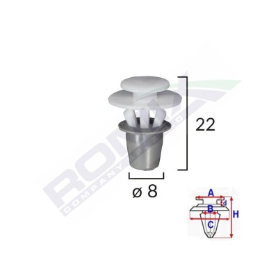 Clips Fixare Elemente Exterioare Pentru Seat Vw 8X22mm - Alb Set 10 Buc 136492 A81056-RMX foto