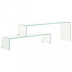 vidaXL Set măsuțe de cafea, 2 piese, 90x30x20/110x30x40 cm, sticlă