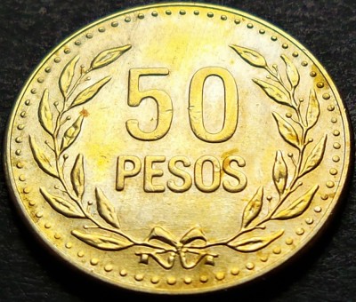 Moneda exotica 50 PESOS - COLUMBIA, anul 1989 *cod 652 A = A.UNC foto