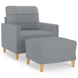 Cumpara ieftin Fotoliu canapea cu taburet, gri deschis, 60 cm, textil