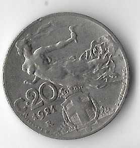 Moneda 20 centesimi 1921 - Italia foto