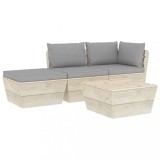 vidaXL Set mobilier grădină din paleți cu perne, 4 piese, lemn molid