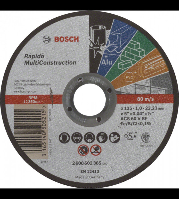 Disc pentru taiere Multi Construction, Bosch, ACS 60 V BF 125x1.0 mm (2608602385)