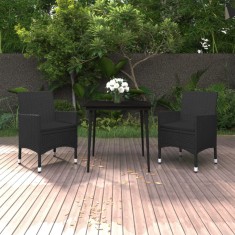 vidaXL Set mobilier de gradina cu perne, 3 buc, poliratan ?i sticla foto