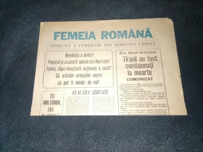 ZIARUL FEMEIA ROMANA DECEMBRIE 1989 foto
