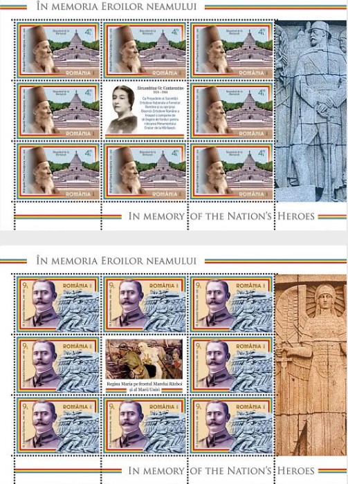 ROMANIA 2023 IN MEMORIA EROILOR NEAMULUI Minicoli 8 timbre+1 vinieta LP2428 MNH