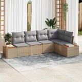 vidaXL Set de canapele pentru grădină cu pernă 5 pcs Bej Rattan poli