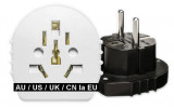 Adaptor universal priza AU US UK CN la EU, versiune SLIM, 16A, pentru stecher Australia, USA, Anglia, China la Europa, negru, Active