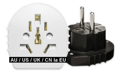 Adaptor universal priza AU US UK CN la EU, versiune SLIM, 16A, pentru stecher Australia, USA, Anglia, China la Europa, negru foto