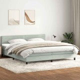 Cumpara ieftin Pat box spring cu saltea, gri deschis, 200x210 cm, catifea