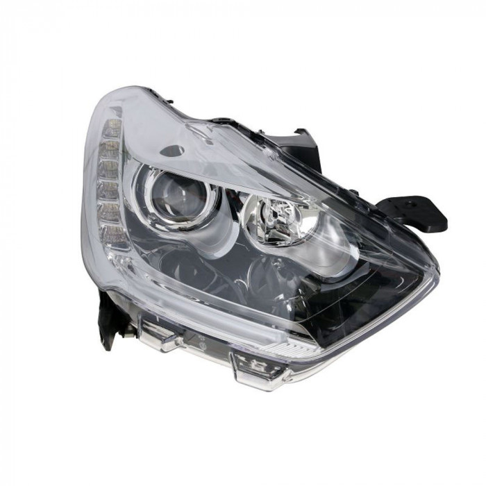 Far Citroen DS5, 09.2011-, partea Dreapta, electric, cu lumini de zi pe LED, silver, tip bec H1+H7+LED, cu becuri, Varroc