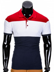 Tricou pentru barbati polo, in 3 culori, slim fit, casual - S833-rosu foto