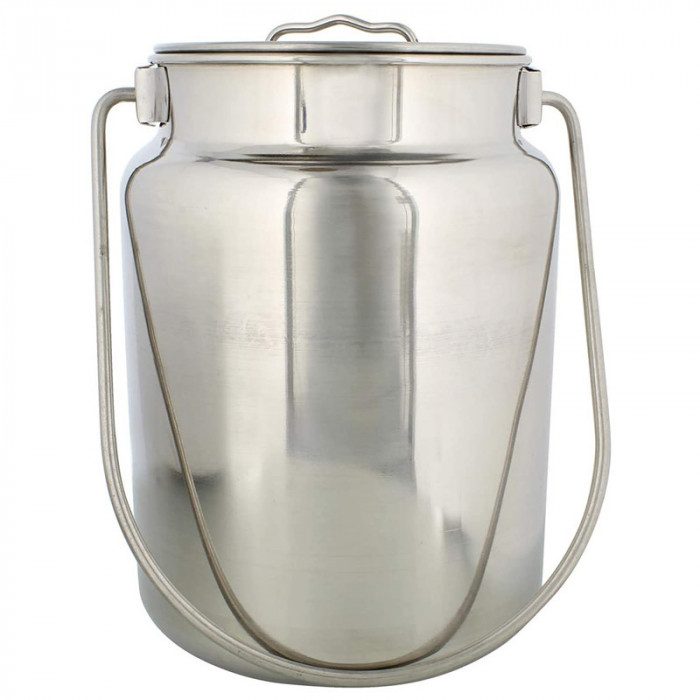 Bidon din inox, cu capac si maner, pentru depozitare lapte, miere sau ulei, 4.5 litri