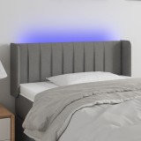 vidaXL Tăblie de pat cu LED, gri &icirc;nchis, 103x16x78/88 cm, textil