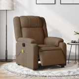 VidaXL Fotoliu electric de masaj rabatabil, maro, textil