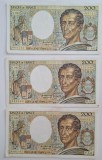 Lot 3 bancnote Franța 200 Francs Montesquieu 1986 &ndash; V.042 889722, R.042 354346, P.042 886541