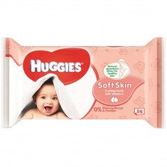 Servetele Umede Huggies Soft Skin, 56 Buc/Set, Servetele Umede pentru Piele Sensibila, Servetele Umede pentru Copii, Servetele Umede Baby, Servetele U