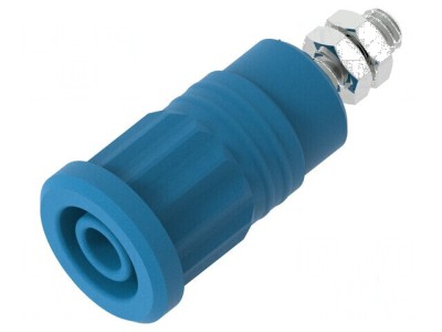 Conector banană 4mm soclu 36A 1kV albastru nichelat foto