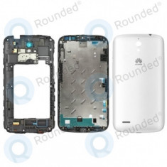 Husa Huawei Ascend G610 albă (Set complet: capac frontal + capac mijloc + capac baterie)