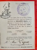 H367-I-BILET DE BAL antic Franta 1899- Ville de Mellun Salon Sf. Nicolae stare foarte buna 14/10 cm.