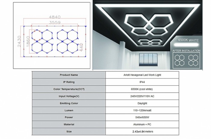 Sistem de Iluminare Plafon Hexagon / HoneyComb 3.56 x 1.86 m Performance AutoTuning