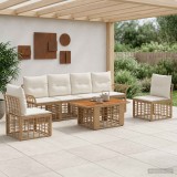 Cumpara ieftin Set de canapele pentru gradina 7 buc. Alb Natural si Crem