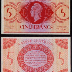French Equatorial Africa █ bancnota █ 5 Francs █ 1944 █ P-15c █ UNC necirculata