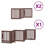 Cumpara ieftin Poarta caini pliabila cu usa 12 panouri maro 600 cm, lemn plop