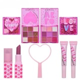 Set de machiaj, kevin &amp; coco, 22 culori, model lalele, 2 palete de farduri, 2 lip gloss-uri, 2 lip stick-uri, 1 oglinda inimioara, 15.7 x 21 x 4 cm, m, Flippy