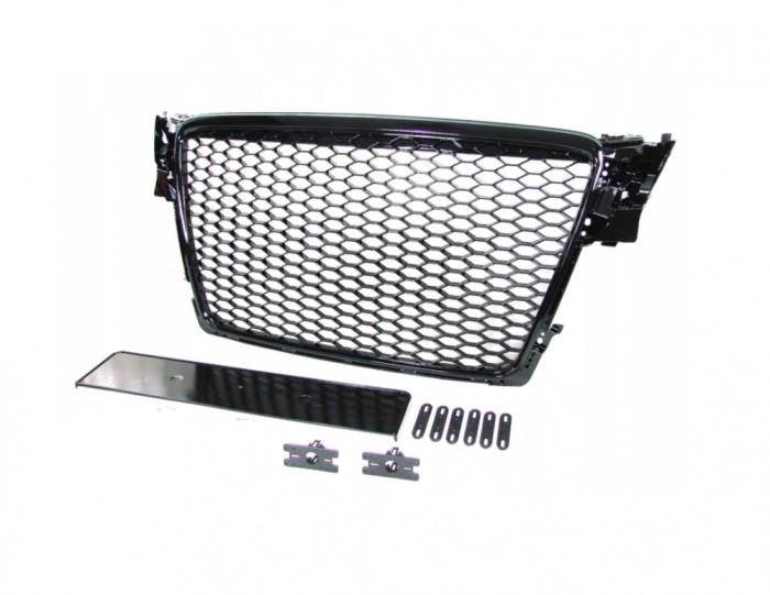 Grila sport tuning fara emblema Audi A4 S4 B8 RS Style negru lucios NOU