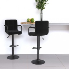 vidaXL Scaune de bar, 2 buc., negru, material textil foto
