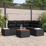 Cumpara ieftin Set de canapele pentru grădină cu pernă 5 pcs Negru Rattan poli