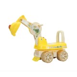 Excavator pentru copii, flippy, 1-3 ani, greutate portanta 30 kg, muzica si lumini, rotatie 360 grade, 45 x 31 x 35 cm, 4 roti, galben