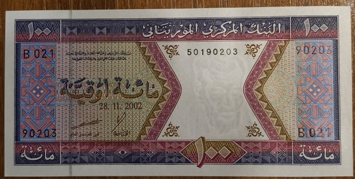 100 ouguiya 2002, Mauritania, UNC