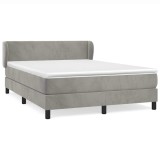 Cumpara ieftin Pat box spring cu saltea, gri deschis, 140x200 cm, catifea